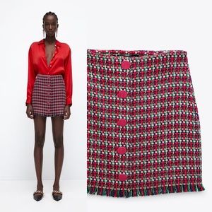 FRAYED TEXTURED MINI SKIRT size L NWT